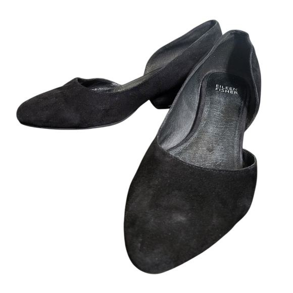 Eileen Fisher Lily Half d'Orsay Womens Black Suede Pump, 8.5 - Picture 8 of 12
